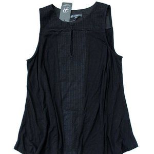 Adrianna Papell Embroidered Keyhole Sleeveles Top